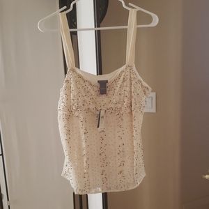 Ann Taylor strappy cream sequined shirt bnib